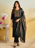 Rayon Black Traditional Wear Embroidery Work Readymade Kurti Set